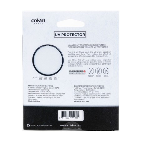 COKIN FILTRE UV NUANCES PROTECTOR 62MM